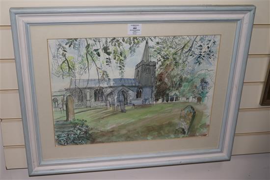 Richard Bawden (b.1936-) Polstead Church 14.5 x 20.5in.